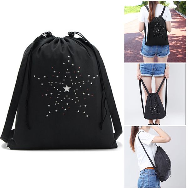 

drawstring backpack bag sackpack portable waterproof for outdoor sports travel -opk