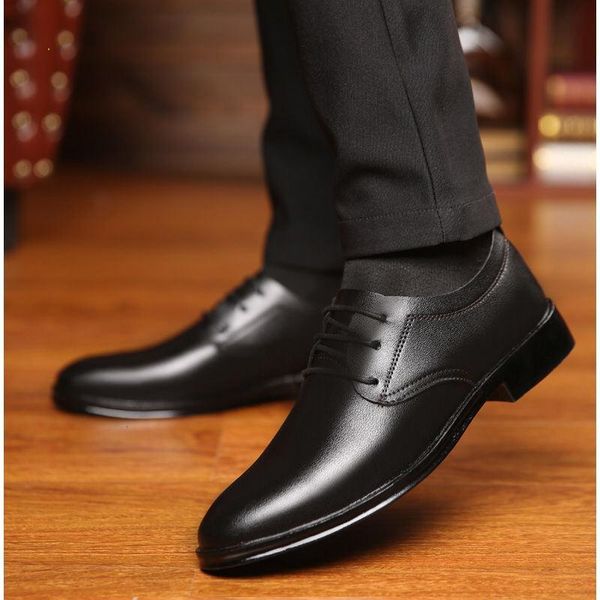 

aecbuy casual shoes men leather men's leather shoes mens casual high quality, Black