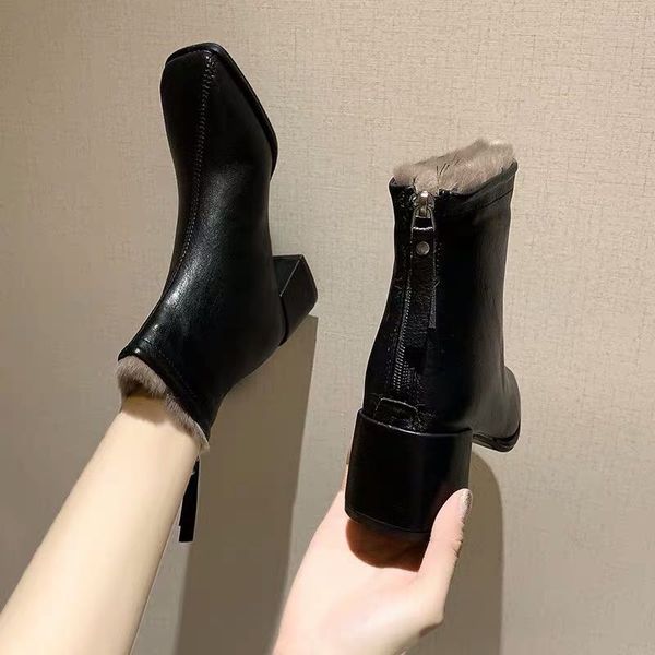 

boots 2021 chinese women's boots, thick heel tube fashion shoes, delivery, Black