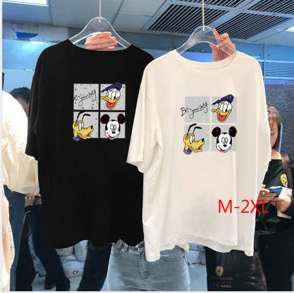 

2020 new womens designer t-shirts carton style mouse print summer loose breathable womens fashion l0g0 cloths zy20042401, White