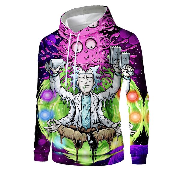 

mens designer fashion rick and morty 3d digital printing hooded sack sweater, Black