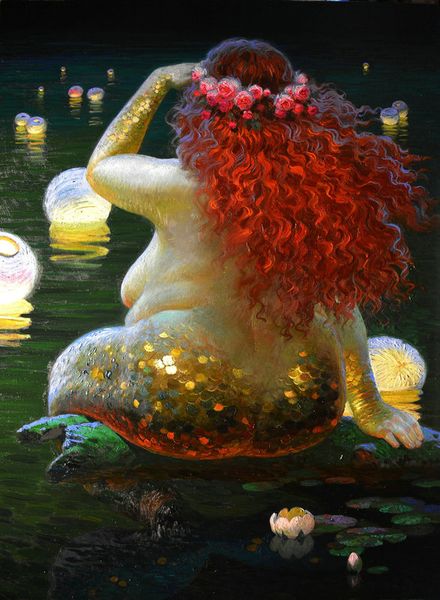

wall art picture victor nizovtsev oil painting fantasy mermaid art reproduction printed on canvas modern living room bedroom home decor nv45