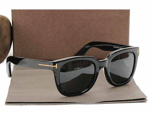 

tf211 tom with logo handmade acetate sunglasses men square glasses women luxury brand designer with box, White;black