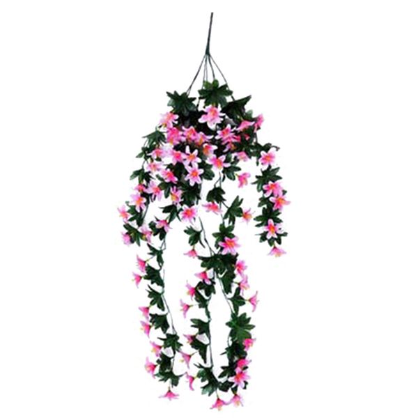 

simulation plants 2pcs silk pink lily rattan decorative garland festival home ornament pink