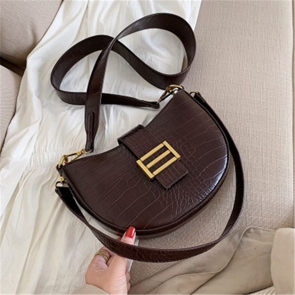 

retro stone pattern pu leather sadle crossbody bags for women 2020 belt shoulder messenger bag lady travel handbag