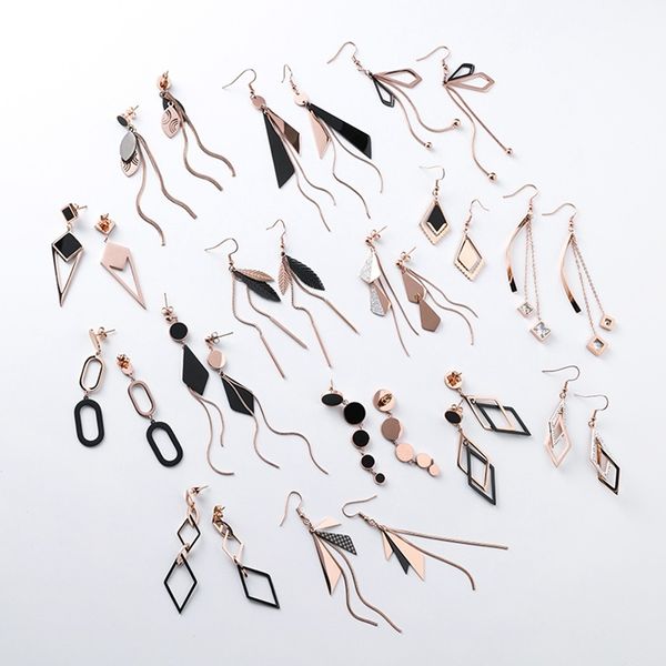 

2019 korean stainless steel earrings geometric earrings for women long dangle brincos ear jewelry pendientes mujer girls gift, Silver