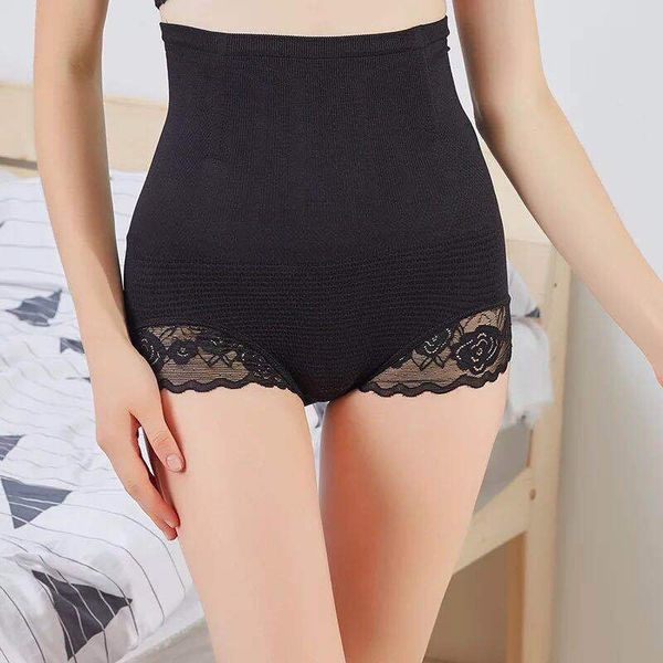 

women high waist underwear briefs breathable warm abdomen pants lace briefs women's underwear, Black;pink