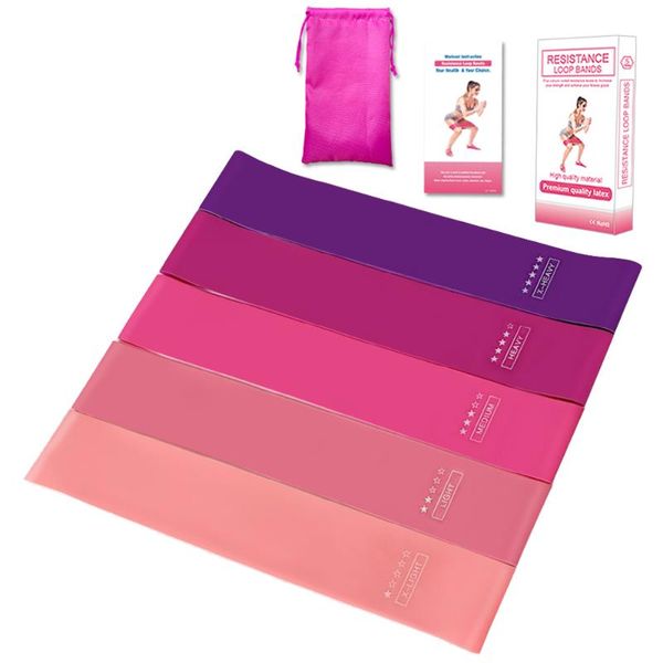 

5pcs sports exercise resistance loop bands set elastic booty band set fitness equipment gym home for yoga home gym training
