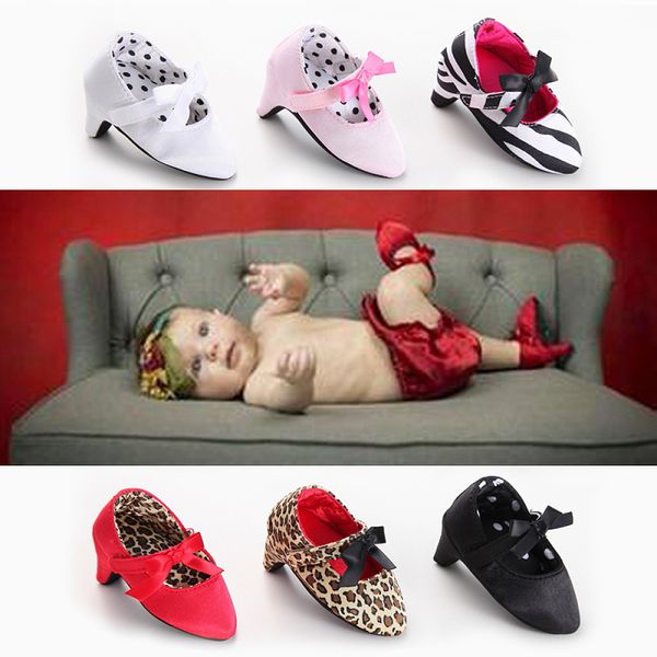 

kids luxury shoes leopard zebra pu soft high heels first walker shoes with bow kids designer sneakers footwear prewalker walking shoes