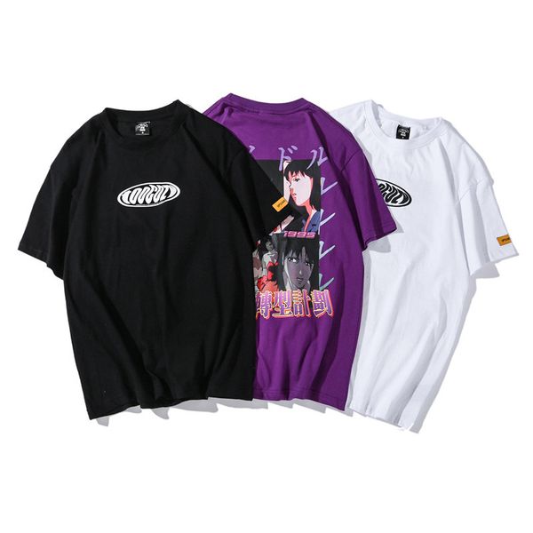 

men's t-shirts street hip-hop couple short sleeve harajuku port style t-shirt men and women loose half tide, White;black