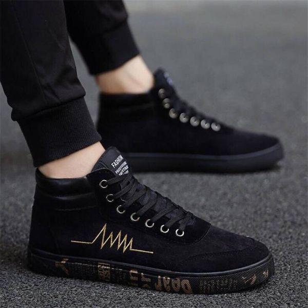 

2019 spring and autumn high canvas men's shoes with casual zapatillas de deporte shoes breathable mens sneakers, Black