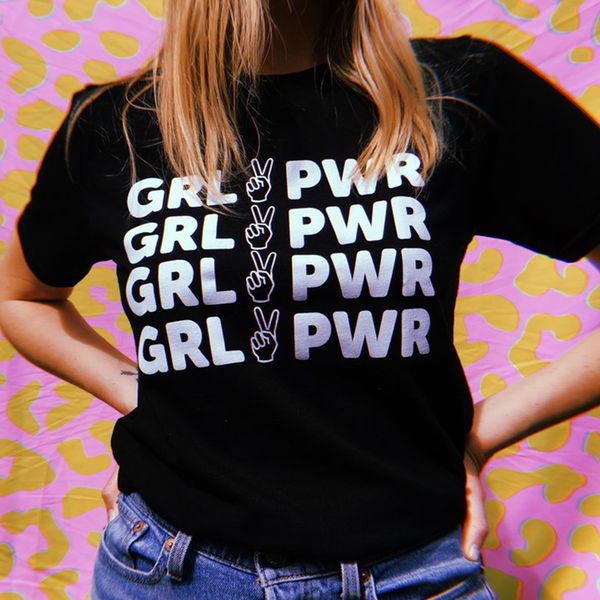 

женская дизайнер tshirt tee shirt femme fashion grl pwr girl power tshirt tee хлопок harajuku t shirt будущее женского пола tops, White