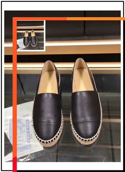 

espadrilles women summer spring platform with hardware loafer girls genuine leather sick sole2, Black