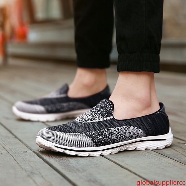 

dark blue spring/summer men shoes couple walking shoes breathable soft fly woven lovers sporting lightweight flats slip-on shoe