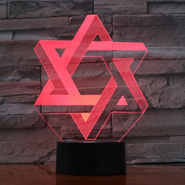 

creative 7 colors gradients atmosphere visual 3d israel geometry hexagon led night light usb table lamp bedside home decor