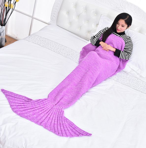Meerjungfrauenschwanz-Decke, zum Schlafen, gestrickte Decken, gehäkelte Meerjungfrauen-Decke für Erwachsene, superweich