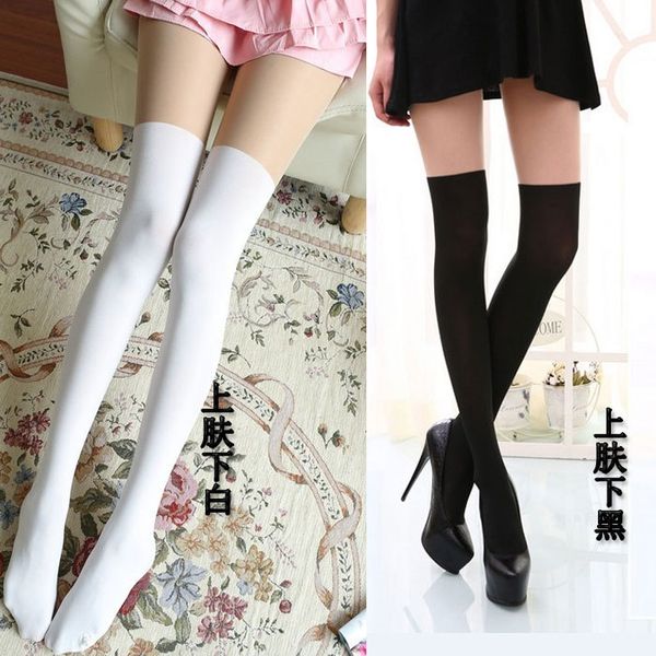 

fashion women's tight beauty cute bas stocking tease panty hose women's knee high candy pantyhose girl stockings, Black;white