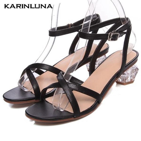 

karin new elegant clear heels genuine leather office ladies summer women's shoes sandals, Black