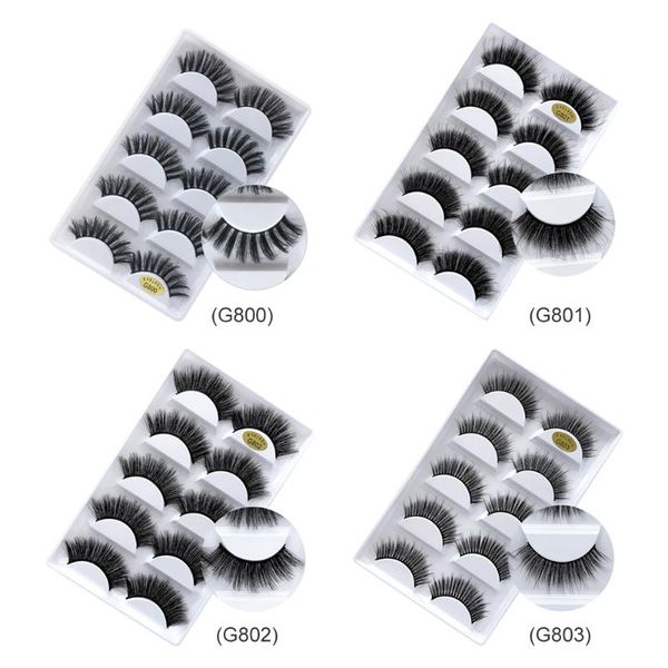 

5pairs/set false eyelashes handmade 3d mink hair fake lashes extension lashes makeup beauty tools