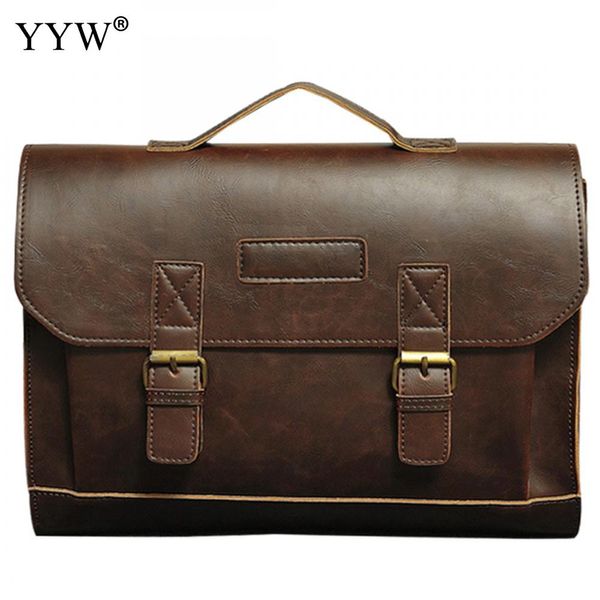 

men's executive briefcase business male bag brown portfolio tote bags for men new black pu leather handbag a case for documents