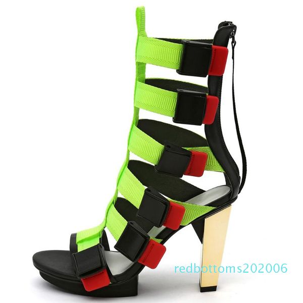 

sarairis fashion street style gladiator sandals women high heels sandals ladies new ins style bright color party shoes r06, Black