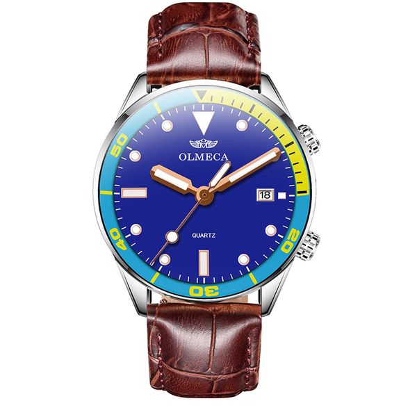 

men's watches olmeca fashion quartz watch chronograph wrist watch for men waterproof watches relogio masculino 3010, Slivery;brown