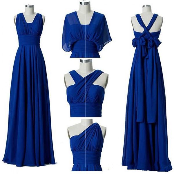 

bohemian chiffon beach bridesmaid dresses 2020 royal blue long wedding guest dress convertible bridesmaid gowns 100% real p, White;pink