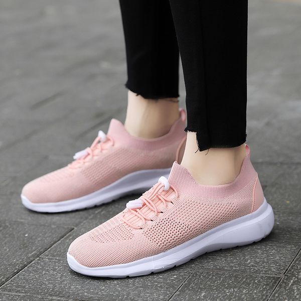 

vtota flat shoes woman trainers fashion sneakers ladies sping breathable mesh casual running shoes flat platform socks, Black