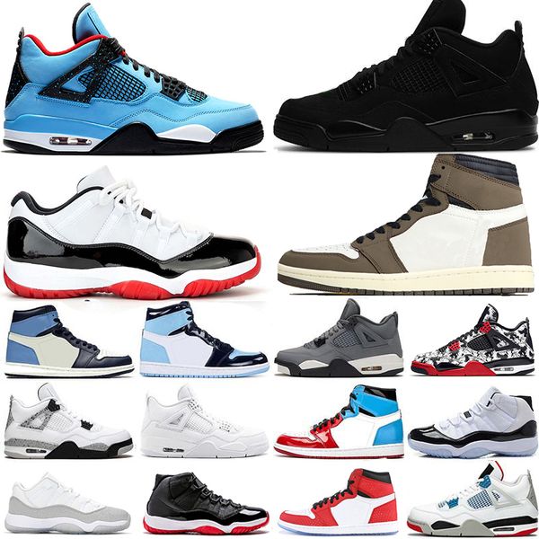 

fashion 2019 bred black cat 4s fiba mens basketball shoes white red 11s concord 45 1 high travis scotts men sport sneakers