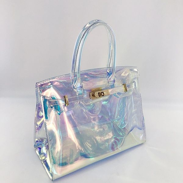 

transparent bag jelly bag ladies handbag laser transparent female beach handbag pvc female