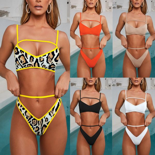 

2020 new quick sale popular bikini europe and america simple bikini multi color women's split swimwear 19122