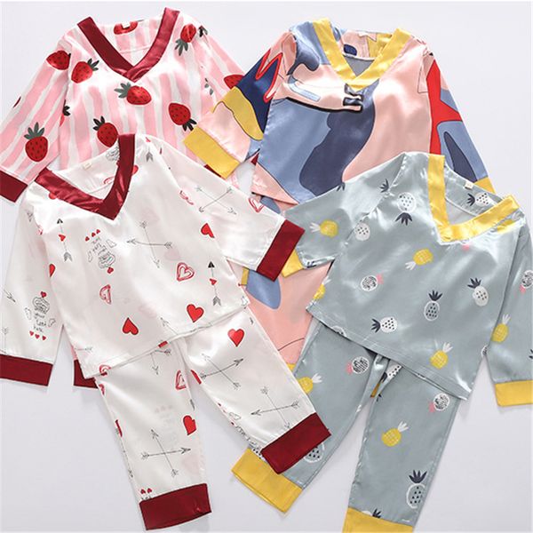 

детские мальчики девочки набор мультфильм клубника ананас любовь print top шорты набор детей с коротким рукавом повседневная пижама детей пи, Blue;red