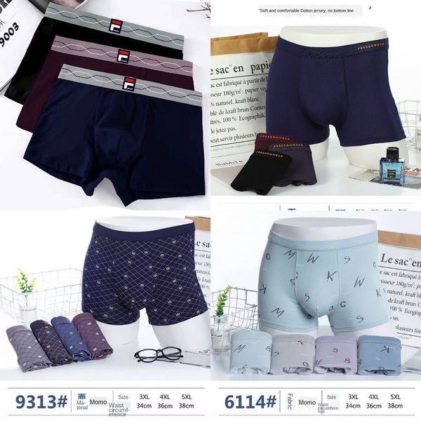 

men's cotton traceless boxer large size underwear men's underwear series breathable mid-waist printed four corners, Black;white