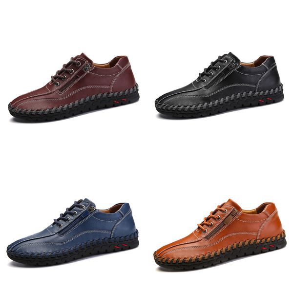 

zunyu new spring summer zip mens loafers fashion breathable men flats genuine leather casual shoes designers moccasins men shoes, Black