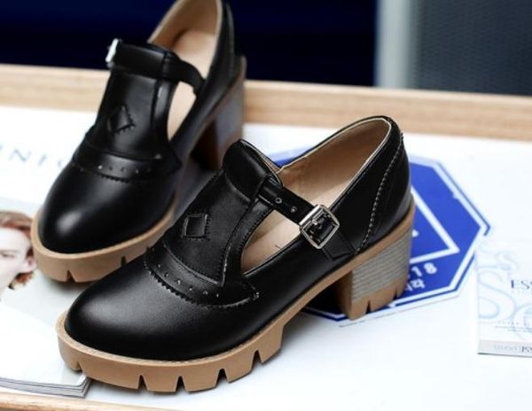 

2019 women's shoes in spring and autumn with new style high heel coarse heel round head waterproof table @ee893398, Black