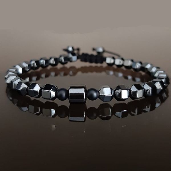

2019 мода геометрический гематит мужской браслет персонализированные ручной работы переплетения настроить матовый бисером браслет для мужчин, Golden;silver