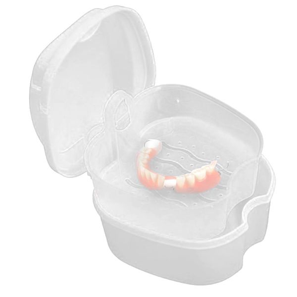 

denture storage box case makeup organizer dental false teeth storage box with hanging net container organizer