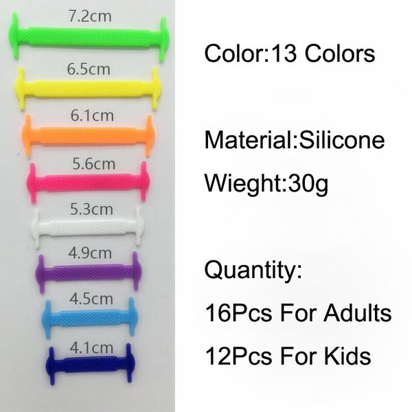 

2019 new 16pcs/lot shoes accessories elastic silicone shoelaces elastic shoelace creative lazy silicone laces no tie rubber lace, White;pink