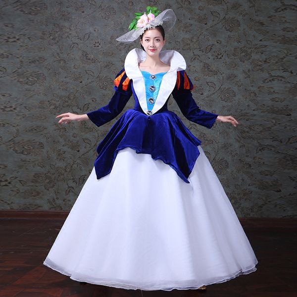 

vintage court costume princess renaissance costume women's dress long sleeve evening luxury mesh ball gown vestidos de festa, White;black