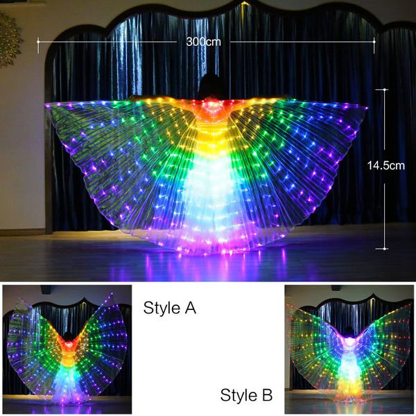 

светодиодные крылья бабочки светящийся плащ цветные танцы светящиеся крылья костюмы с телескопической палкой для живота сценическое шоу дети