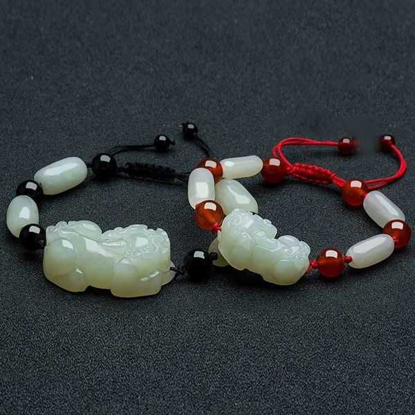 

natural jade bracelet lucky charm handmade braided rope bracelets for couples men and women chinese traditional buddha jewelry, Golden;silver