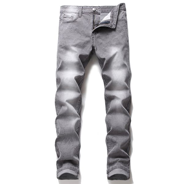 

summer new men's slim stretch gray jeans business casual classic style fashion denim trousers male loose straight denim pants, Blue