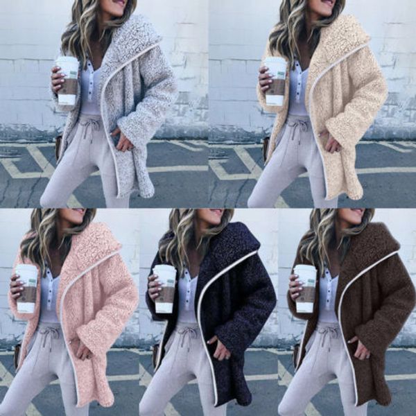 

2018 fashion brand new women fleece fur jacket outerwear winter warm hooded fluffy coat, Black;brown