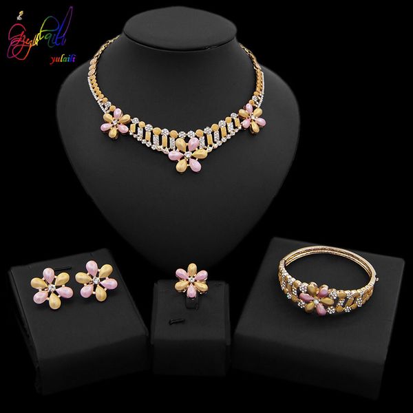 

yulaili silver and gold two color crystal turkey bridal african wedding jewelry sets necklace earrings party event accessories