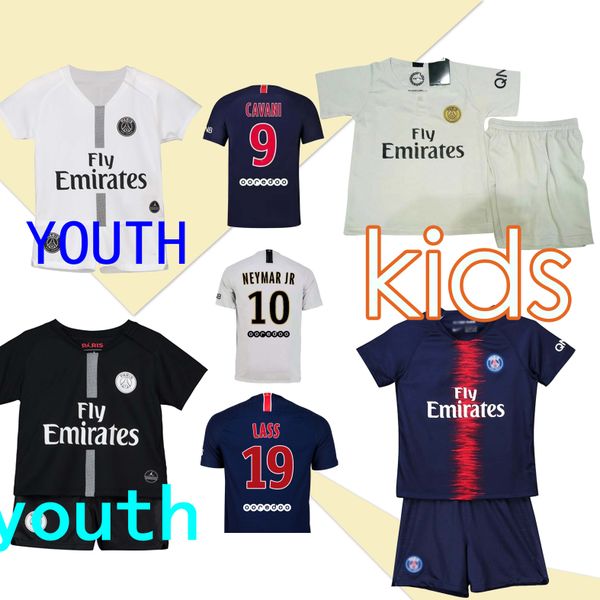 

PSG soccer Jersey Kids Kit #6 VERRATTI home Away Soccer Jersey 2019 #9 Cavani #7 MBAPPE Child Soccer Shirts uniform jersey+shorts