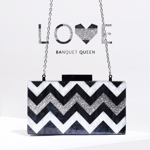 

2020 новый косой крест сумка мода полоса шить акриловая сумка дамы улица хлопушка ужин мини коробка западный стиль