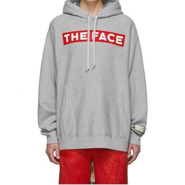 

19fw the face red logo printed grey hooded sweatshirt couple casual street outdoor men women fashion sport hoodies pullover hfhlwy115, Black