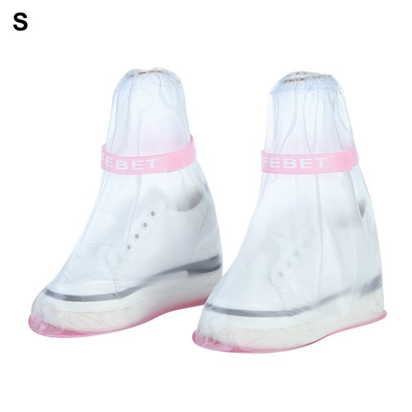 

pvc reusable overshoes thicken shoe cover children waterproof non-slip rainboots outdoor, White;pink