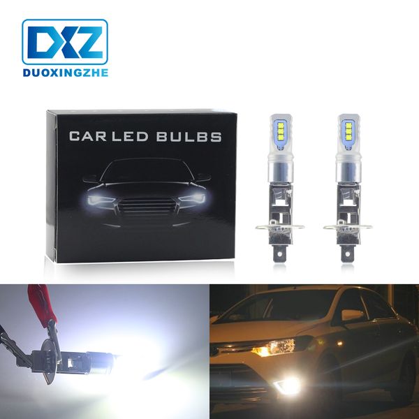 

dxz 2pcs h1 60w led car bulbs fog lights headlight daytime running lamp canbus automobile 2525 6500k high bright