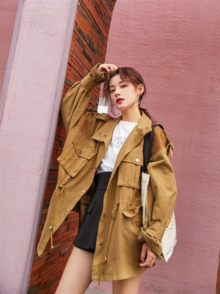 

women's jackets womens loose cotton female ladies jacket autumn solid color women single breasted casual long sleeve, Black;brown